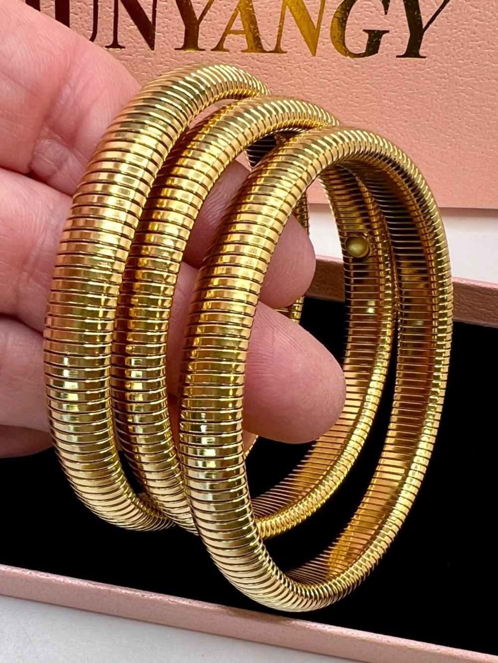 Junyangy Gold Omega Bracelet Trio
